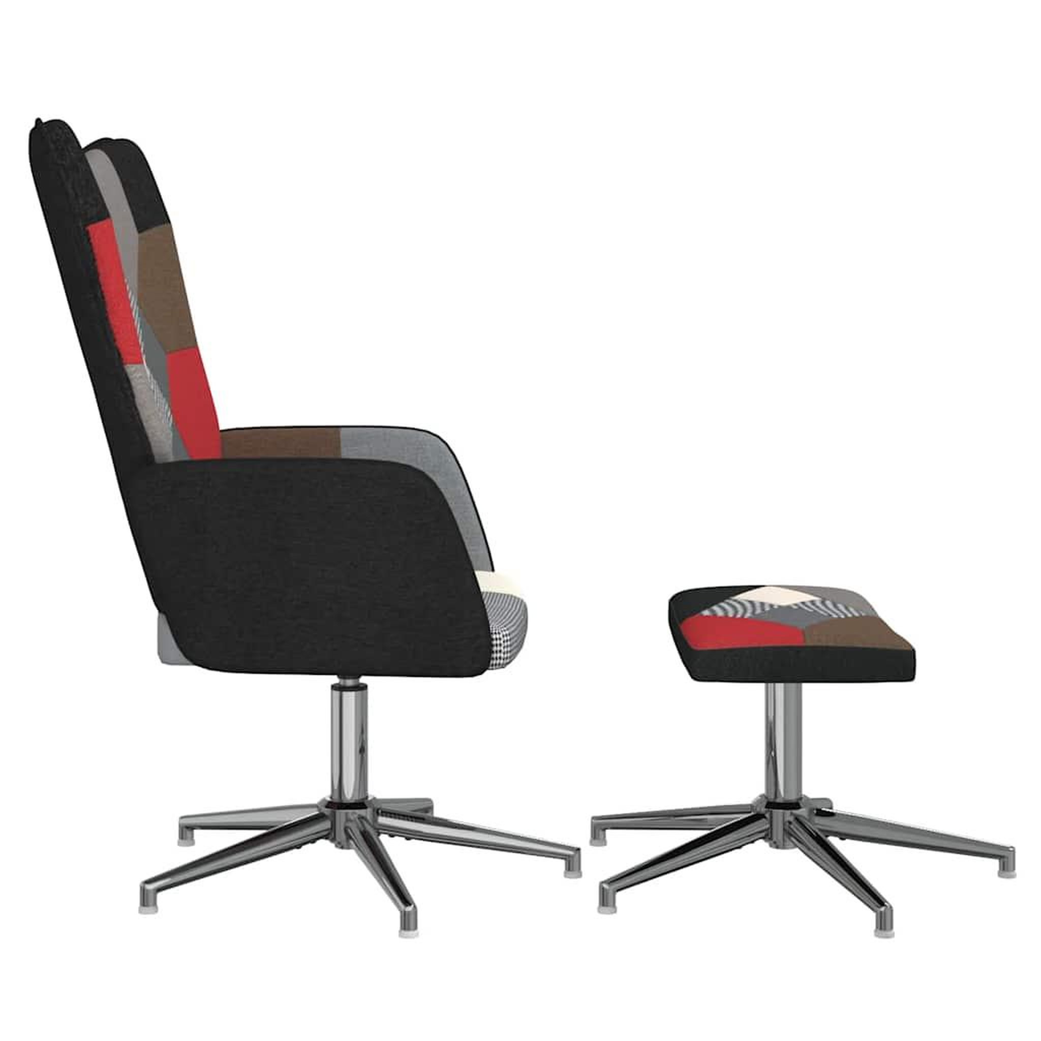 Voir la diapositive 4 : VIDAXL Chaise de relaxation avec tabouret Patchwork Tissu