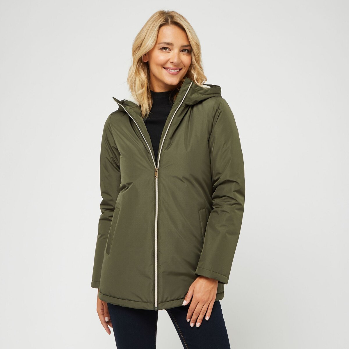 INEXTENSO Manteau vert femme pas cher Auchan