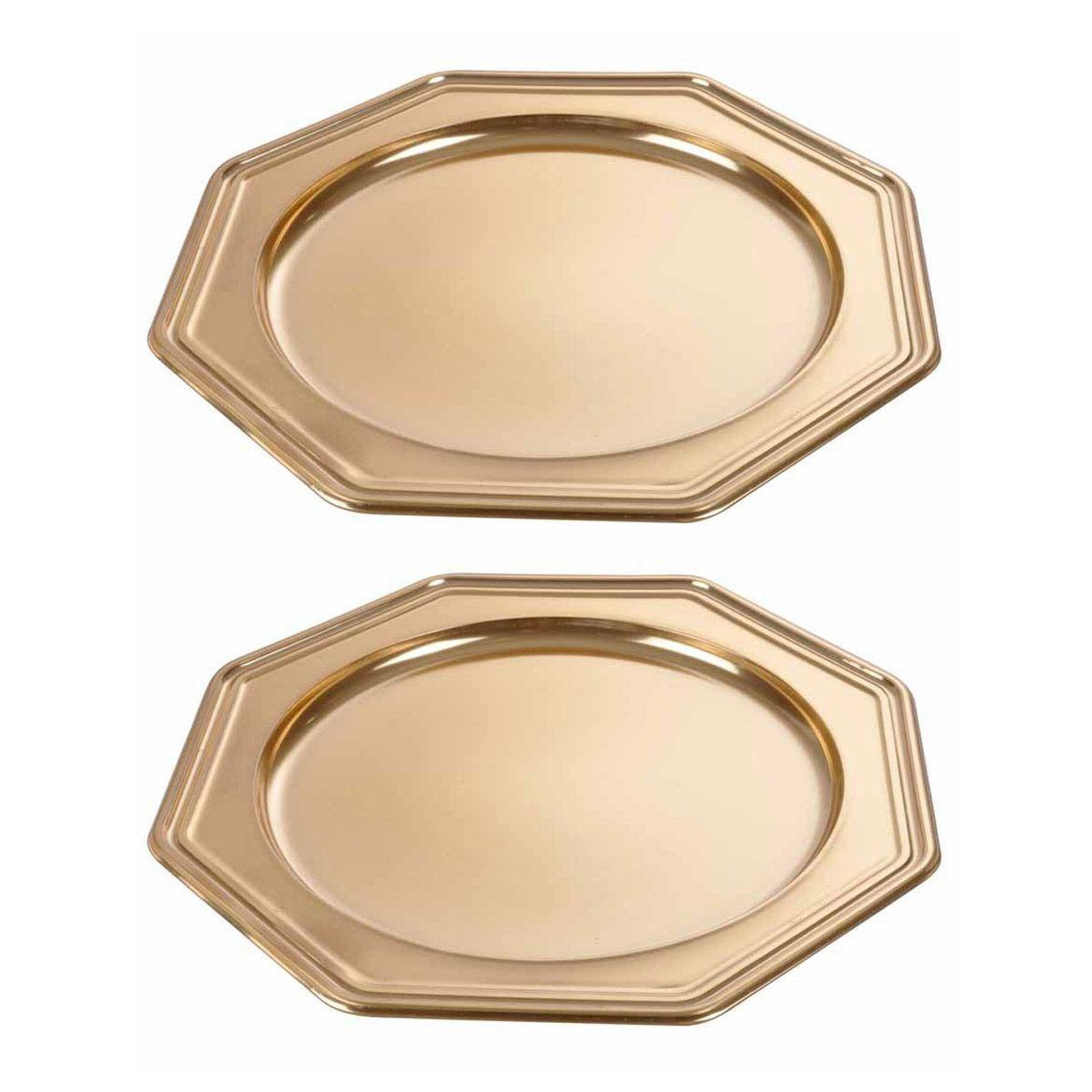 HOMEA Lot de 2 Plateaux Déco  Octogonaux  30cm Or