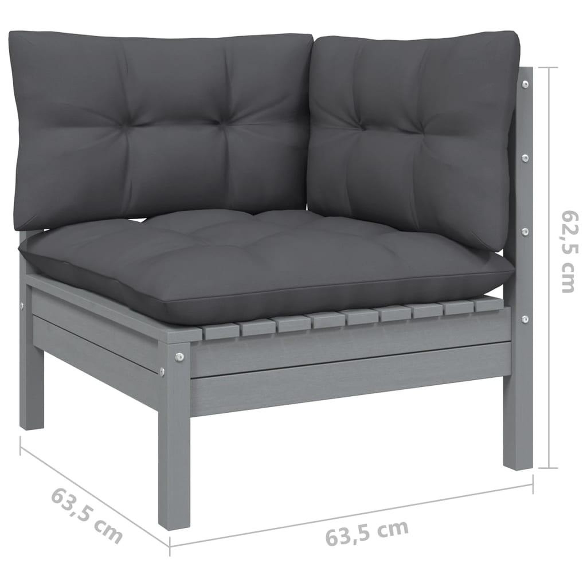 Voir la diapositive 5 : VIDAXL Salon de jardin 13 pcs avec coussins Gris Bois de pin solide