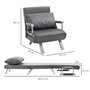 Voir la diapositive 3 : HOMCOM Fauteuil chauffeuse canapé-lit convertible 1 place déhoussable grand confort coussin pieds accoudoirs métal suède gris