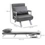 Voir la diapositive 3 : HOMCOM Fauteuil chauffeuse canapé-lit convertible 1 place déhoussable grand confort coussin pieds accoudoirs métal suède gris