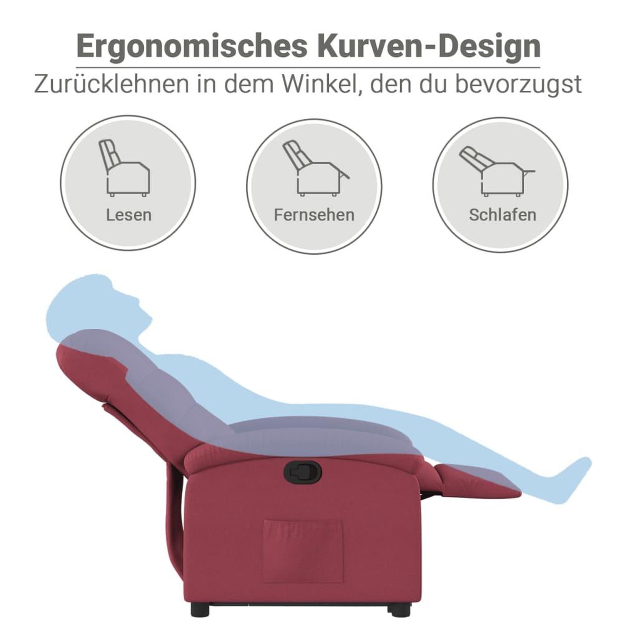 Voir la diapositive 6 : VIDAXL Fauteuil inclinable rouge bordeaux tissu