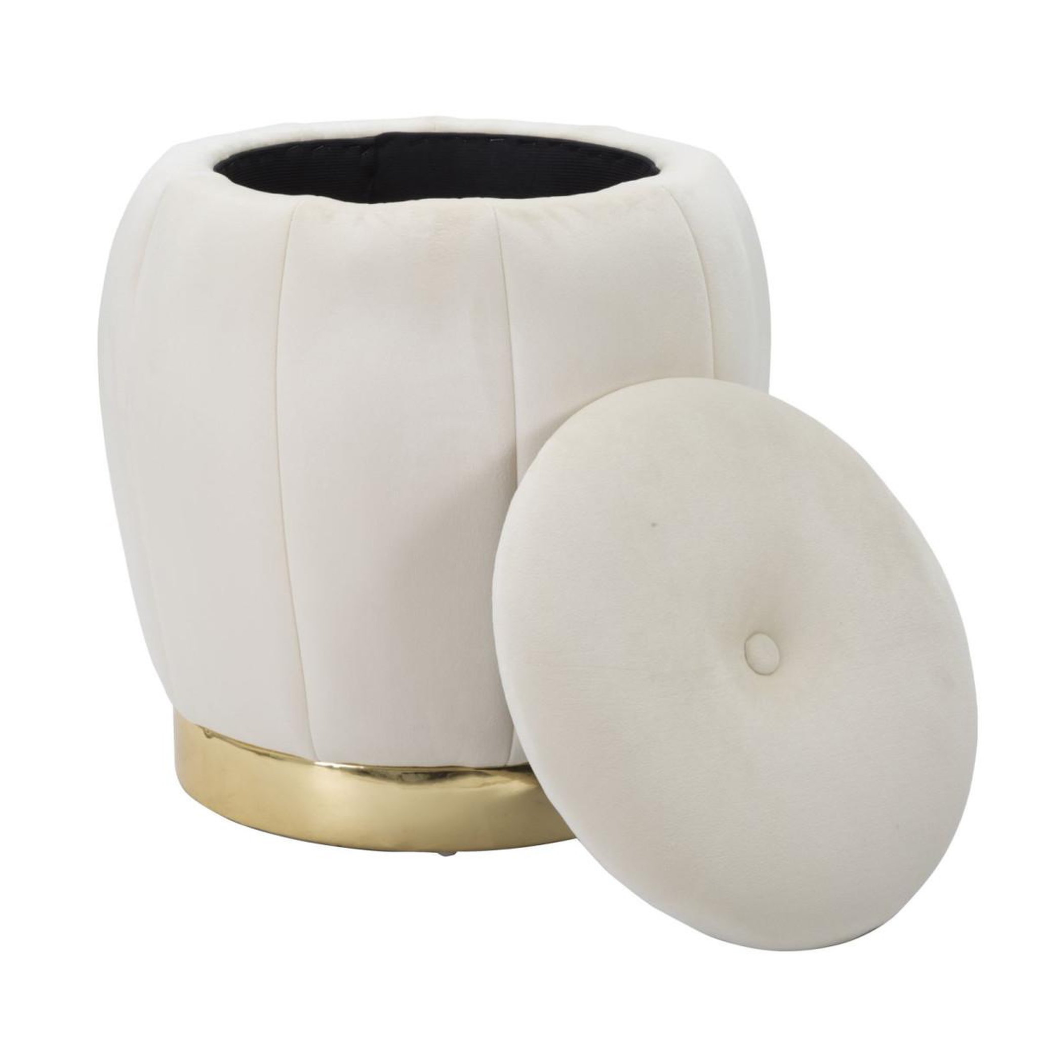 Voir la diapositive 5 : Paris Prix Pouf coffre rangement  paris  43cm crème & or
