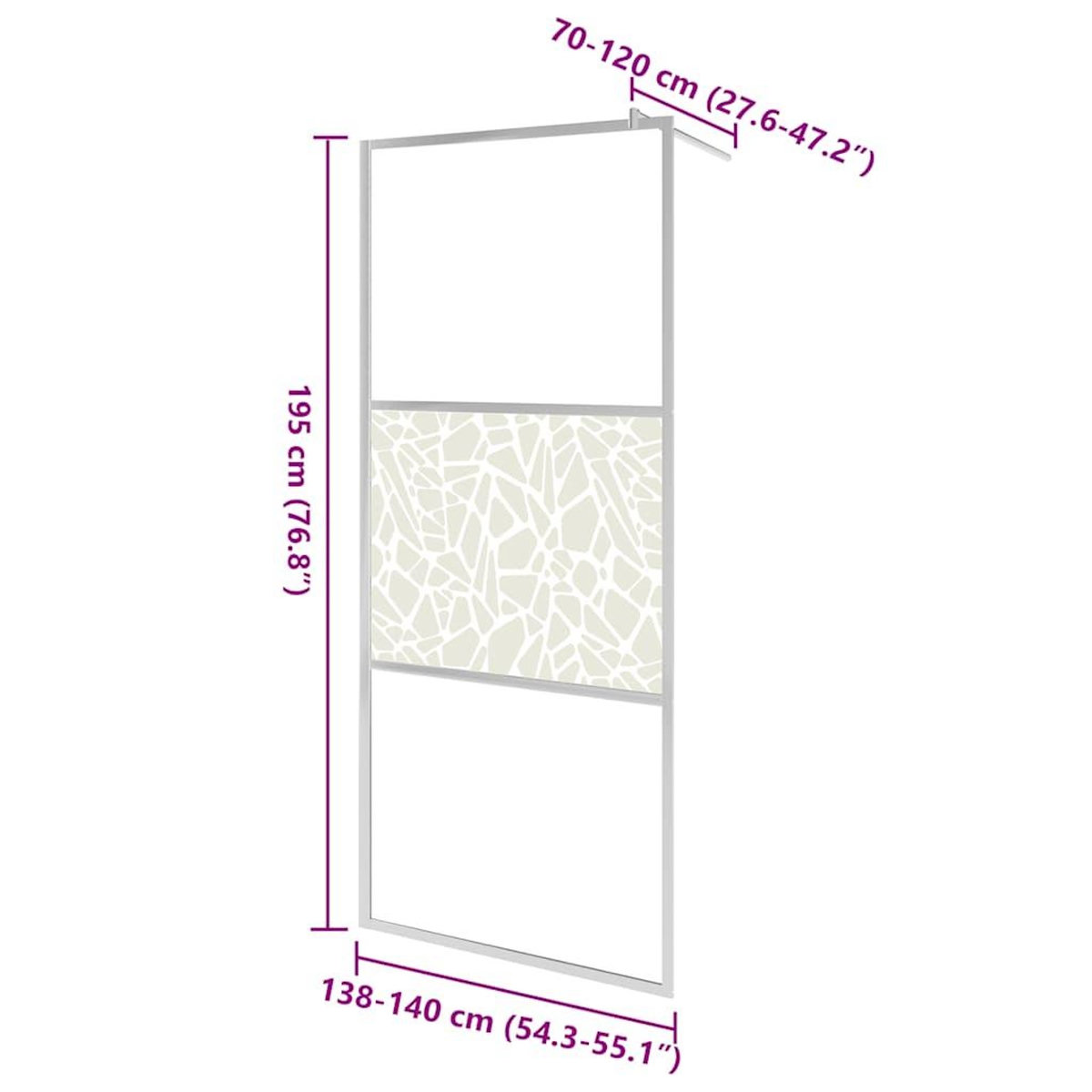 VIDAXL Paroi de douche a l'italienne a verre ESG pierre 140x195 cm