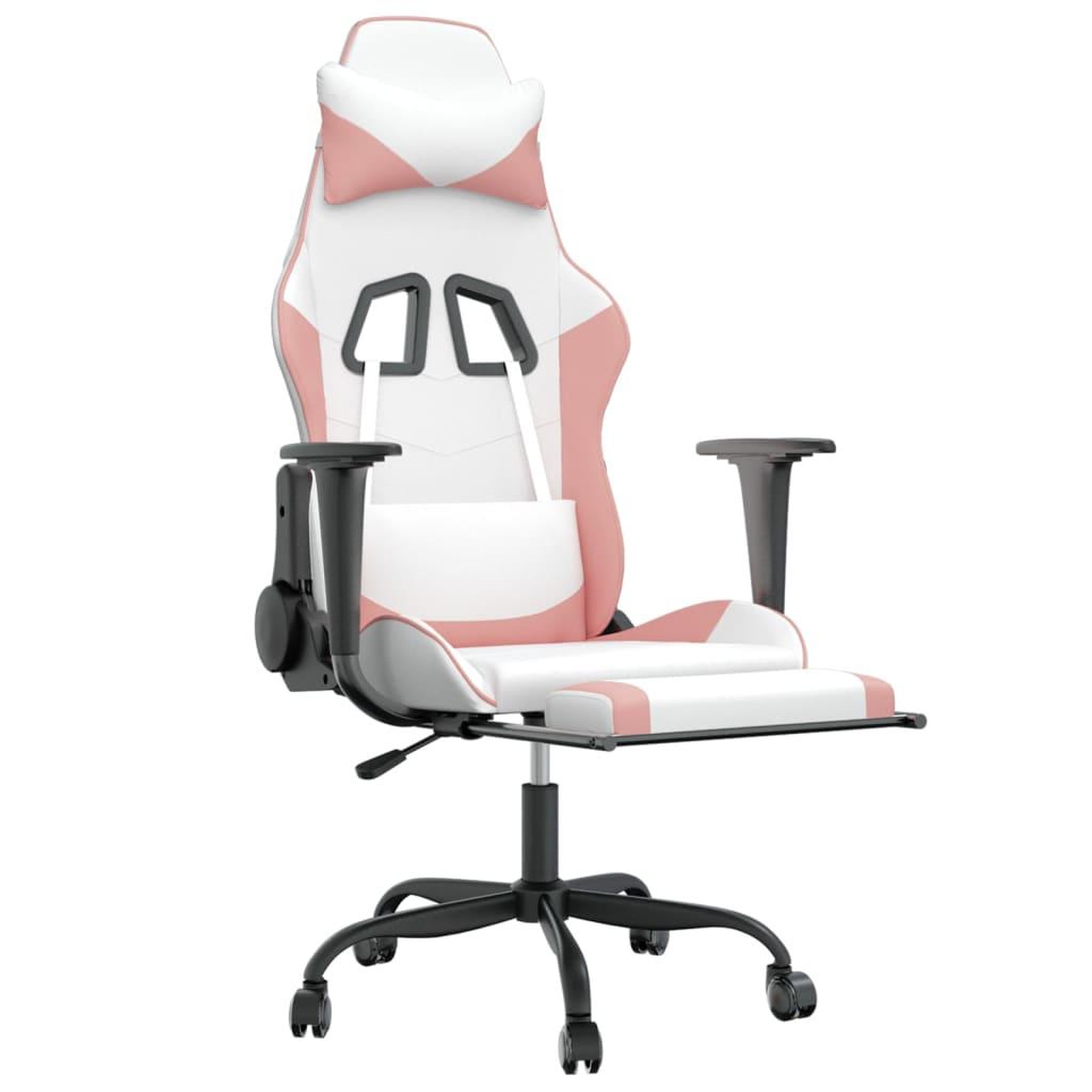 Voir la diapositive 3 : VIDAXL Chaise de jeu de massage avec repose-pied Blanc rose Similicuir
