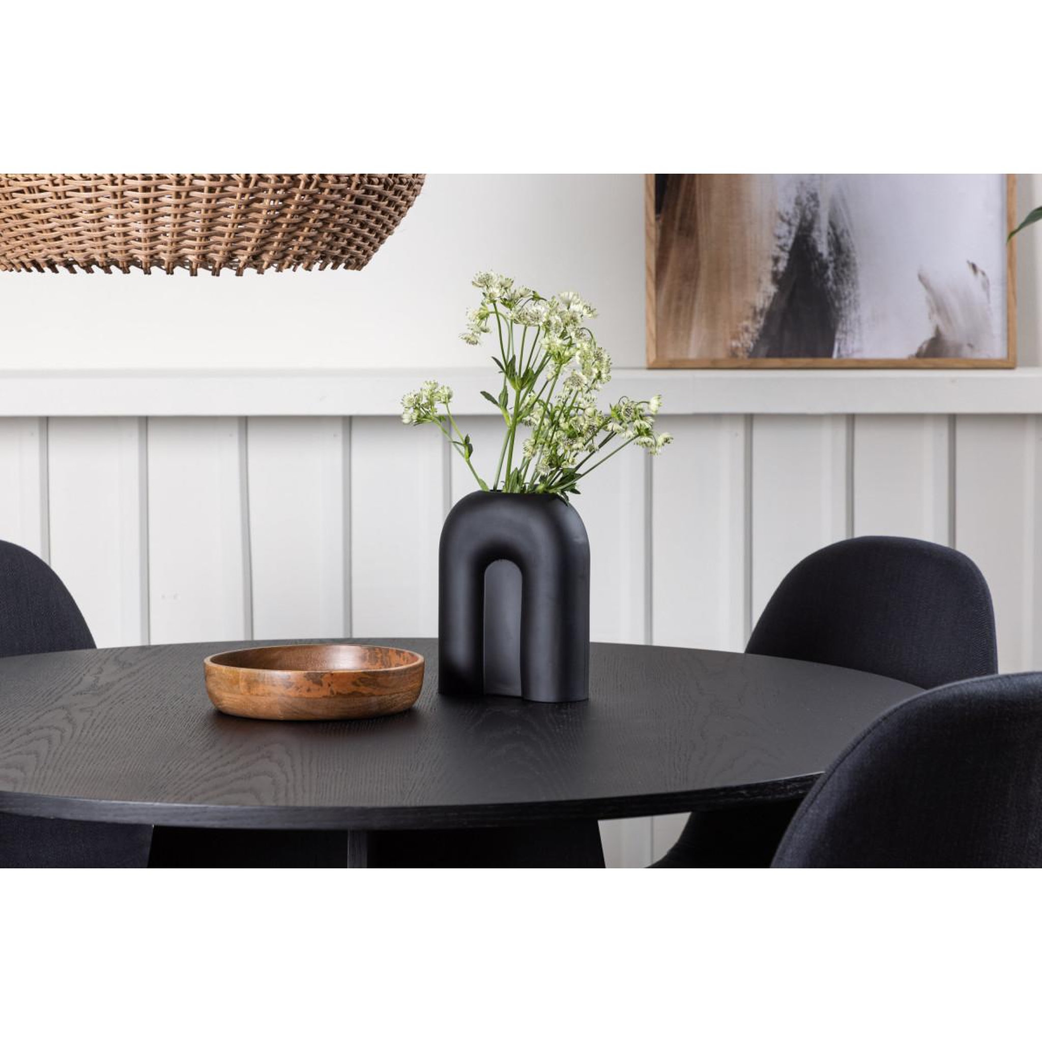 Voir la diapositive 6 : Paris Prix Ensemble table à manger & 4 chaises  bootcut & polar  110cm noir
