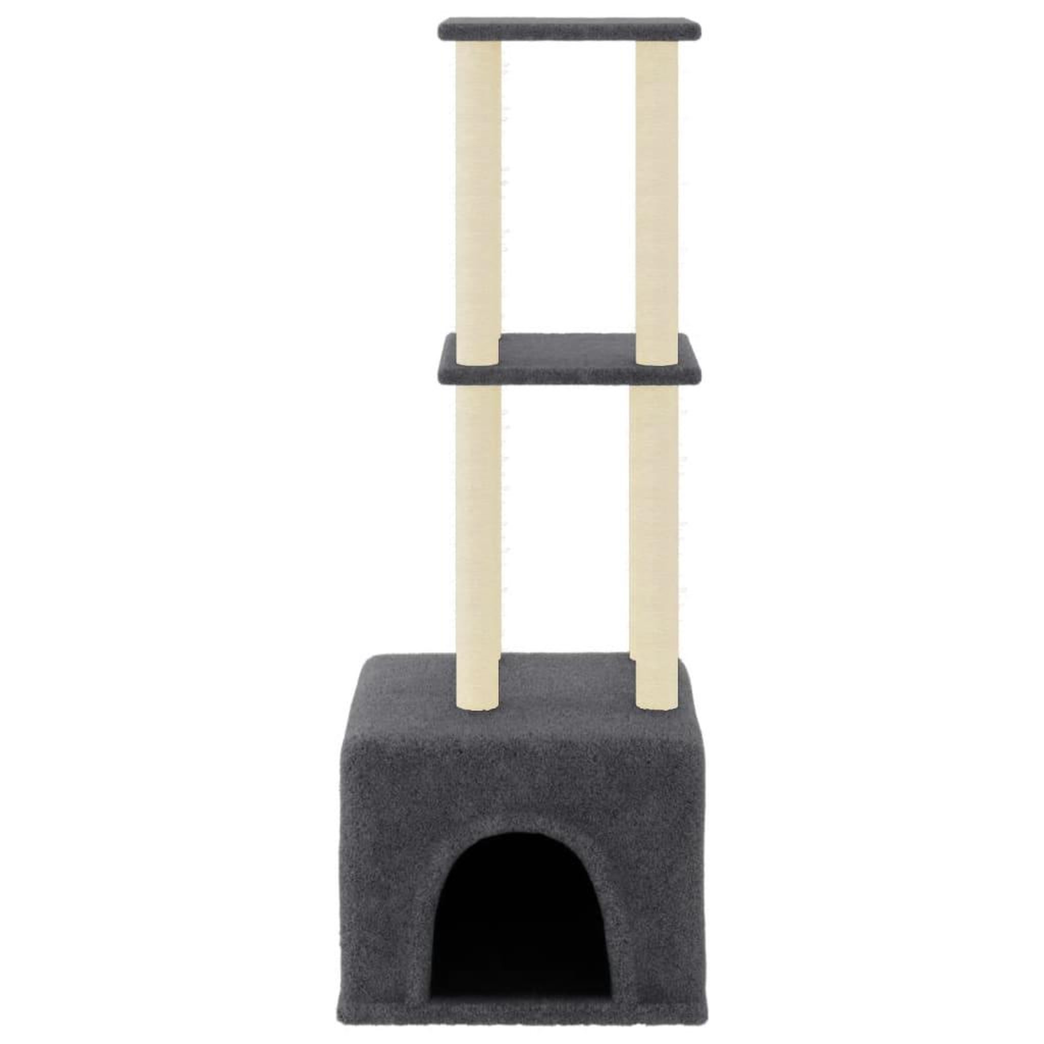Voir la diapositive 3 : VIDAXL Arbre a chat avec griffoirs en sisal Gris fonce 133,5 cm