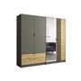 Voir la diapositive 2 : BEST MOBILIER Nicosie - armoire avec miroir - effet bois et gris - 220x203 cm