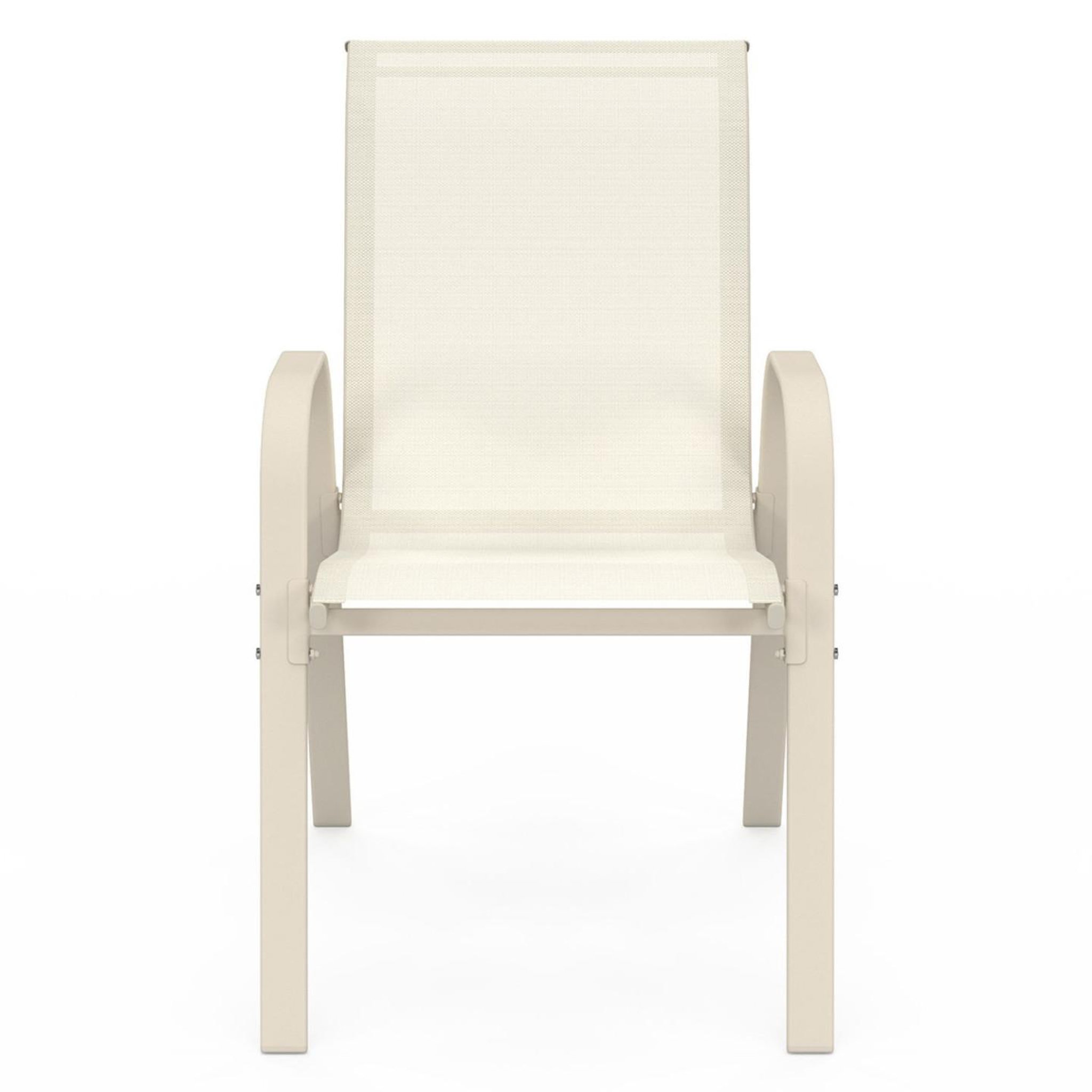 Voir la diapositive 3 : ID MARKET Lot de 6 chaises de jardin lyma métal et textilène empilables beige