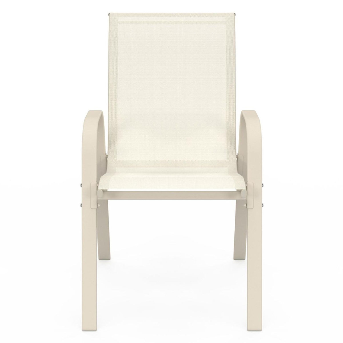 ID MARKET Lot de 6 chaises de jardin LYMA métal et textilène empilables beige