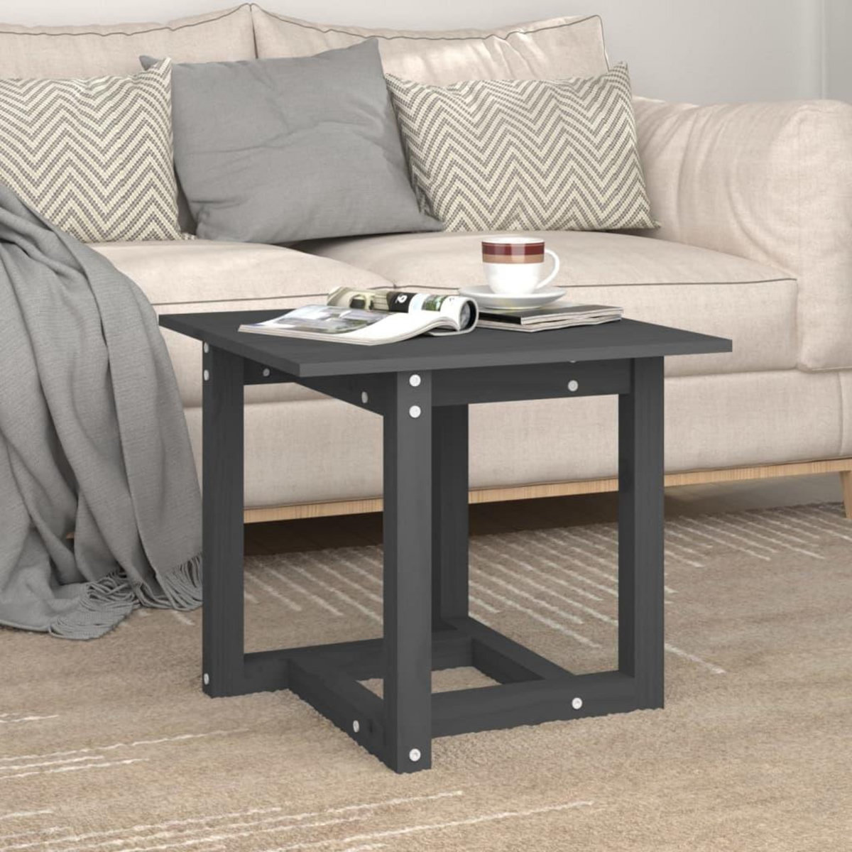 VIDAXL Table basse Gris 50x50x45 cm Bois massif de pin