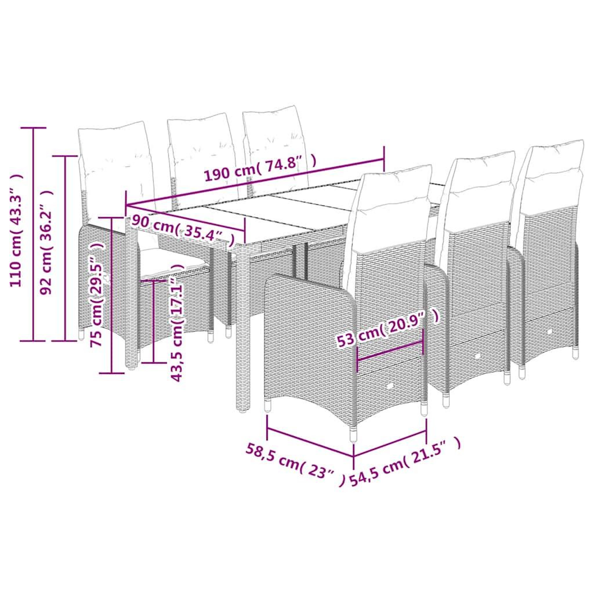 Voir la diapositive 6 : VIDAXL Ensemble de bistro de jardin 7 pcs coussins noir poly rotin