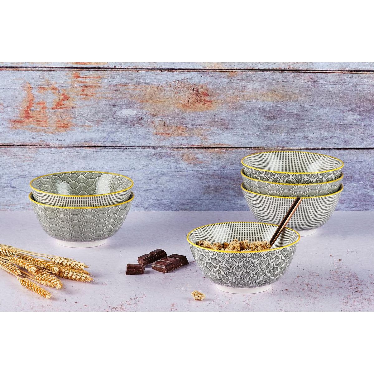 BJORN Bol PATTERN Ø15cm - 6 pièces - Eclipse