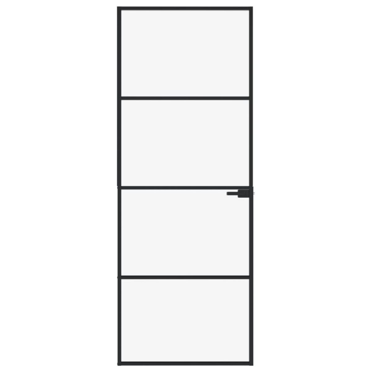 VIDAXL Porte d'interieur Noir 76x201,5 cm Trempe verre aluminium fin