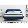 CONCEPT USINE Cadre de lit en velours bleu & pieds laiton 140x190 cm PHOENIX