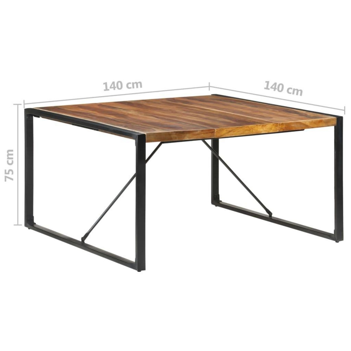 VIDAXL Table a manger 140x140x75 cm bois massif