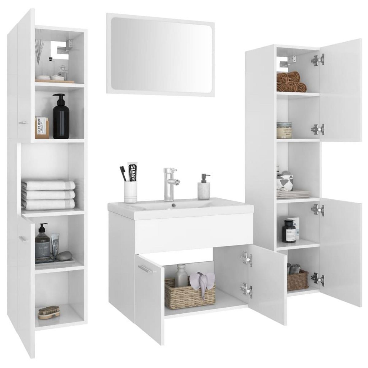 VIDAXL Ensemble de meubles de salle de bain Blanc Bois d'ingenierie