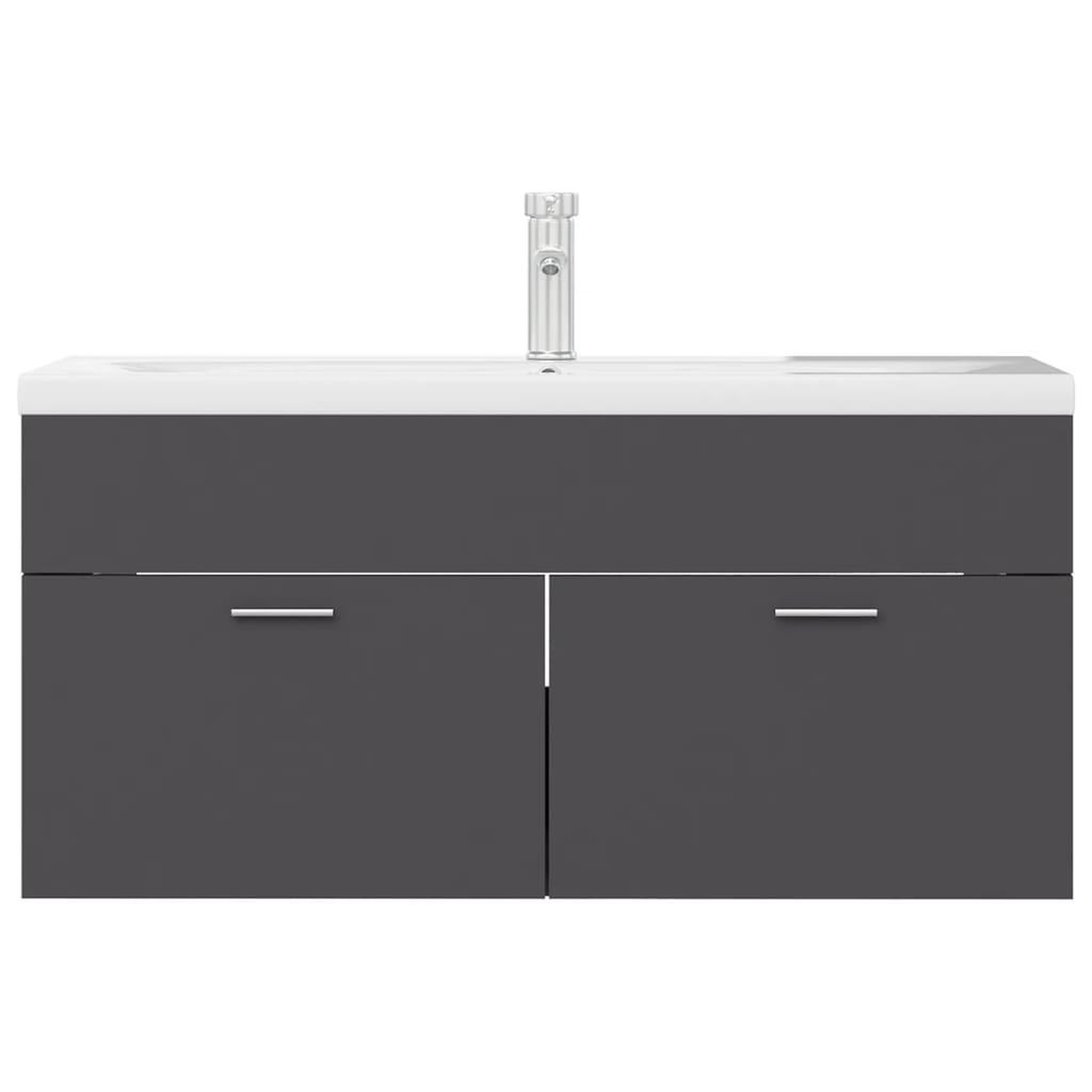 Voir la diapositive 3 : VIDAXL Armoire d'evier avec lavabo integre Gris Agglomere