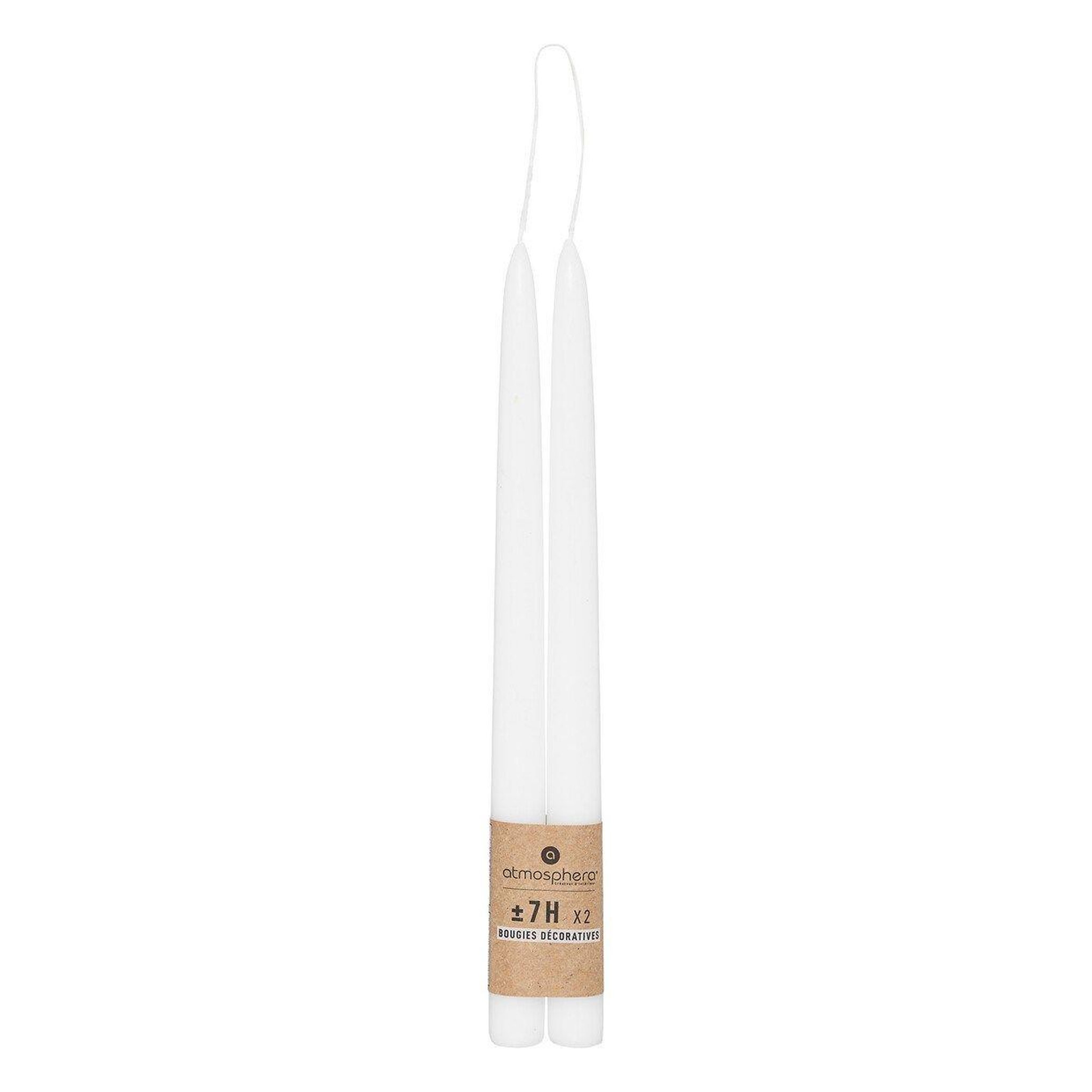 Voir la diapositive 2 : ATMOSPHERA Lot de 2 bougies bâton  hugo  30cm blanc