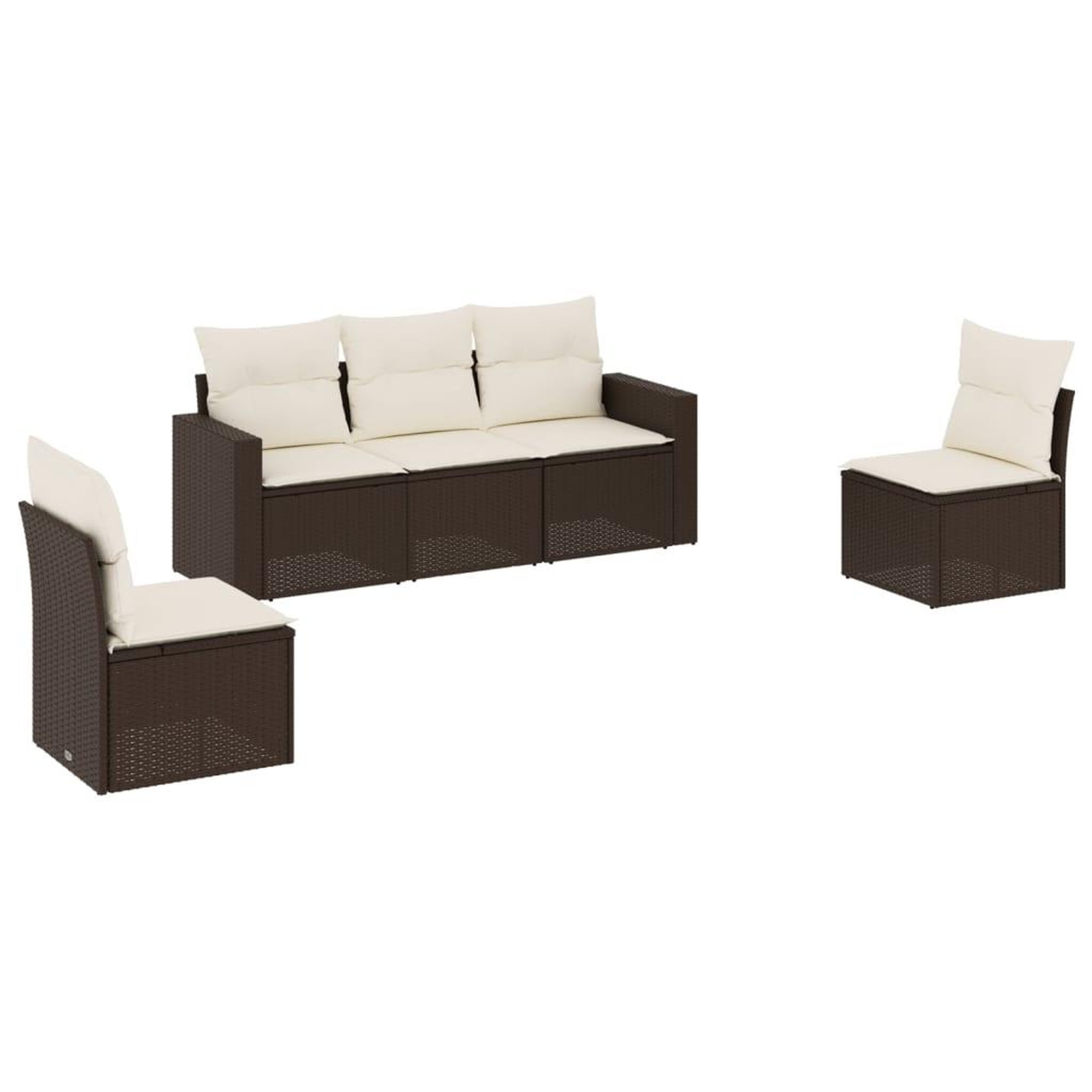 Voir la diapositive 2 : VIDAXL Salon de jardin avec coussins 5 pcs marron resine tressee