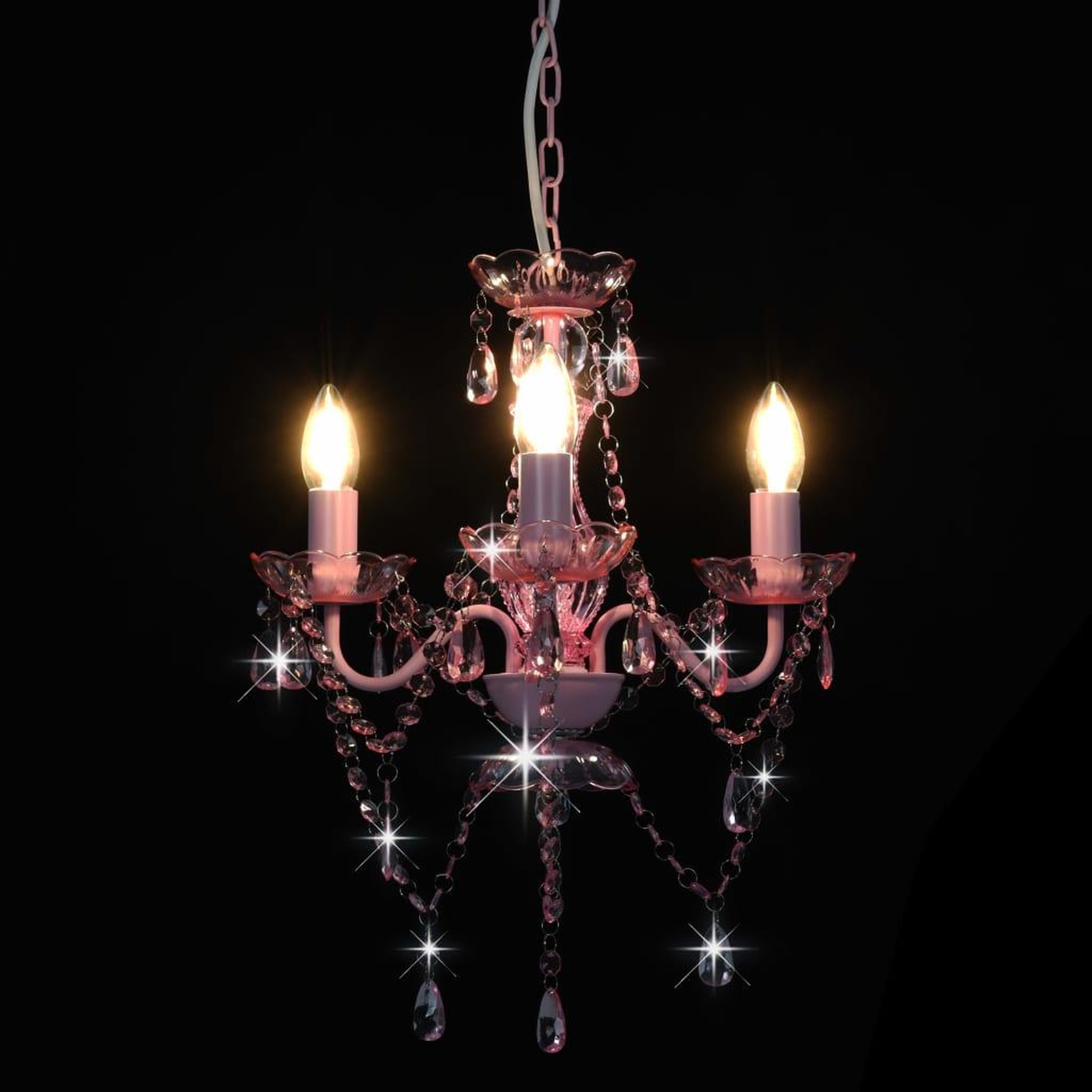 Voir la diapositive 4 : VIDAXL Lustre avec perles Rose Rond 3 x E14