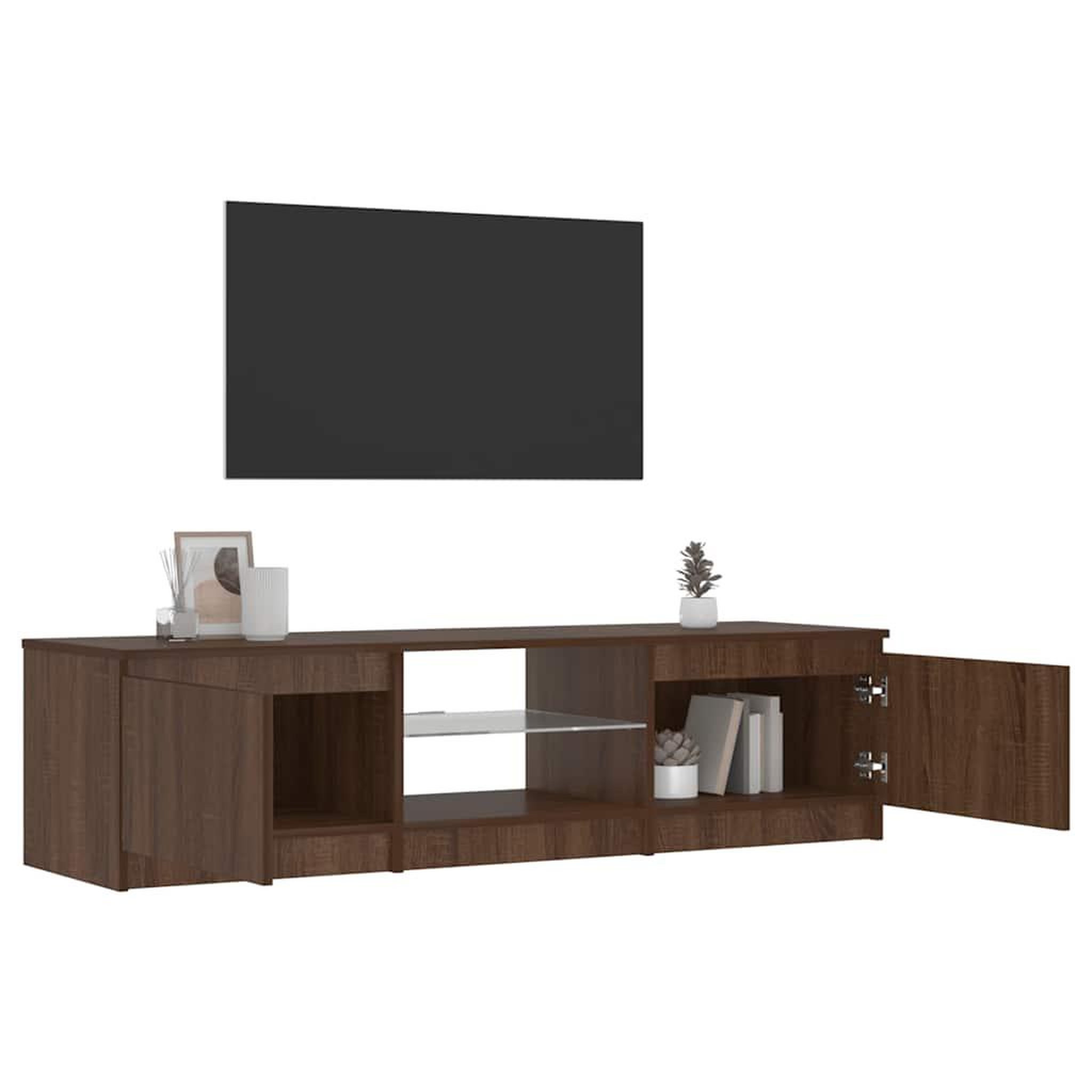 Voir la diapositive 4 : VIDAXL Meuble TV avec lumieres LED Chene marron 140x40x36 cm