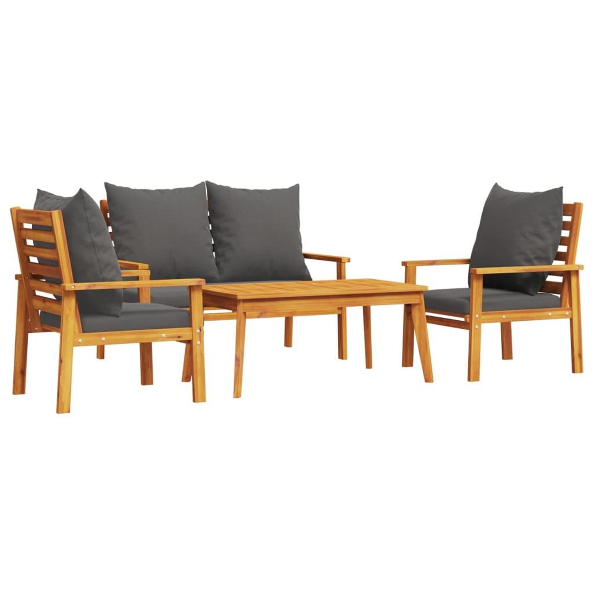 Voir la diapositive 2 : VIDAXL Salon de jardin 4 pcs avec coussins Bois d'acacia solide