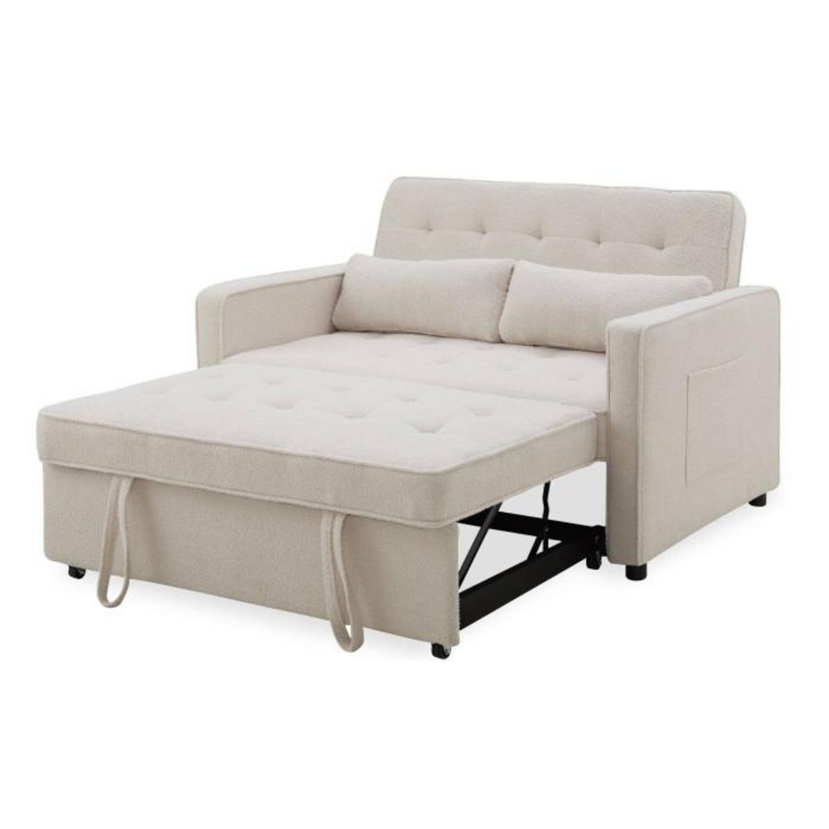 Paris Prix Canapé Convertible 2 Places Bouclette  Léa  133cm Beige