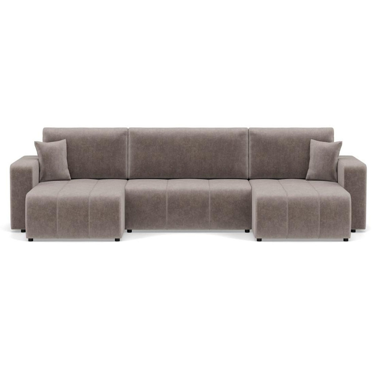 BEST MOBILIER Nicole - canapé panoramique en u 7 places convertible avec coffre en tissu