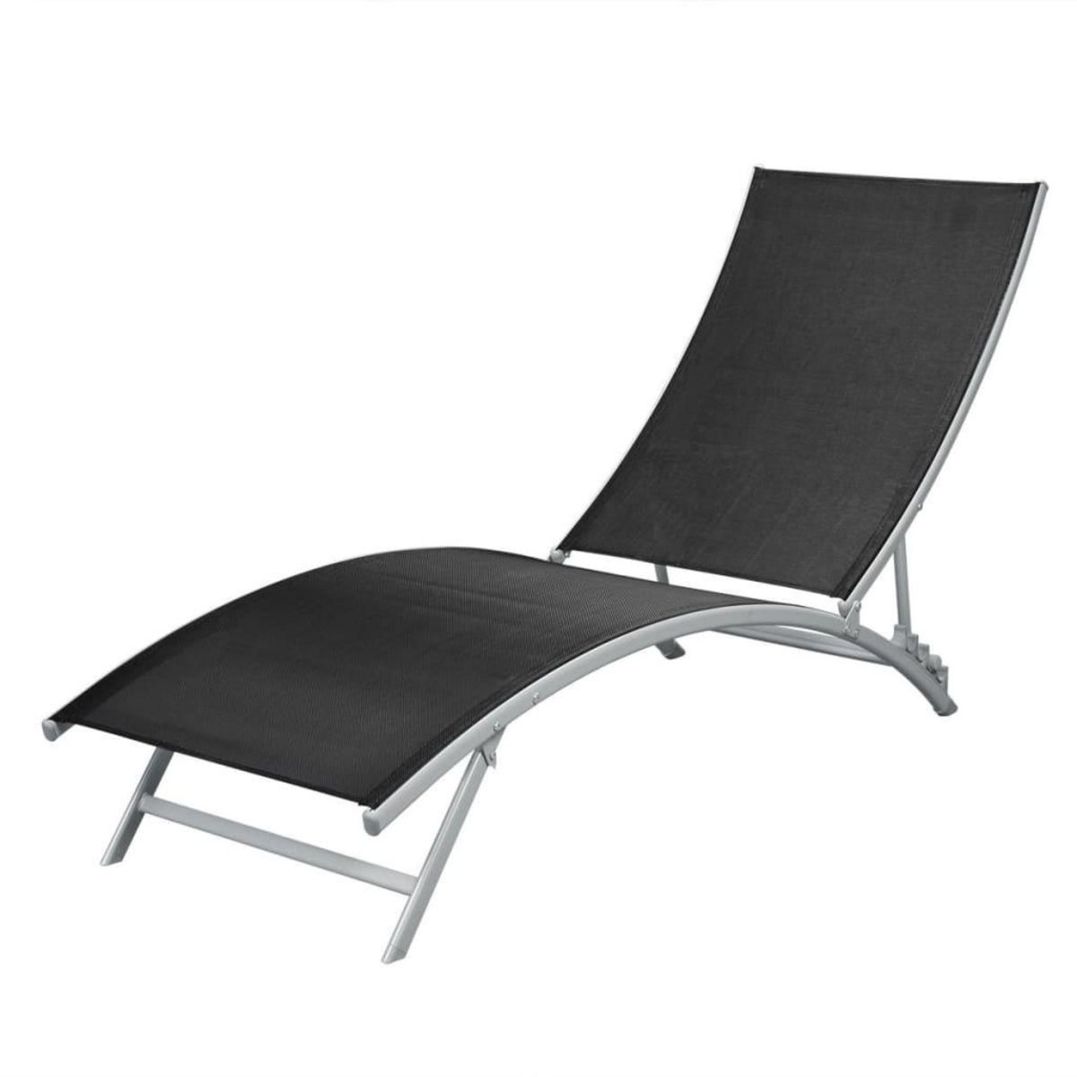 VIDAXL Chaise longue Acier et textilene Noir