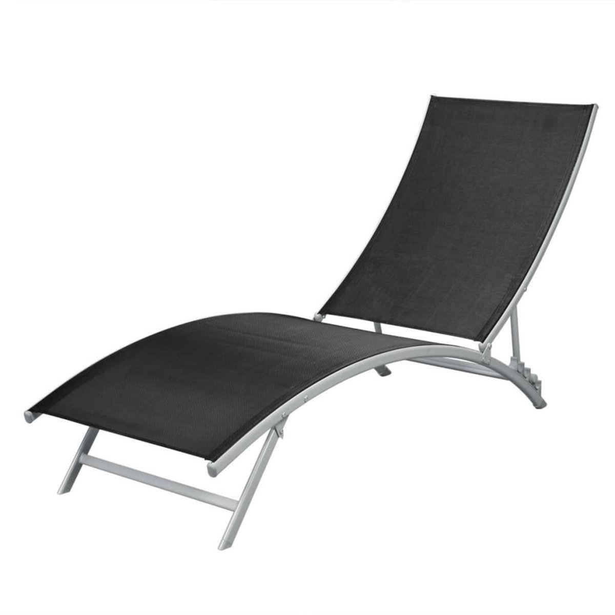 VIDAXL Chaise longue Acier et textilene Noir