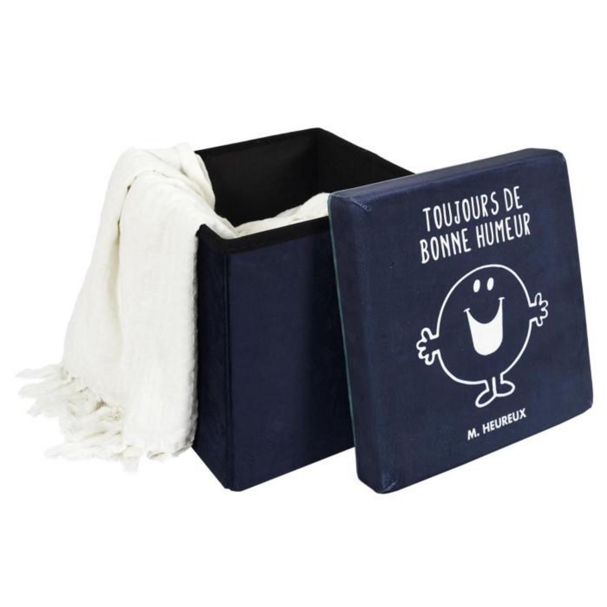 Paris Prix Pouf & Coffre Enfant  Monsieur Heureux  30cm Bleu