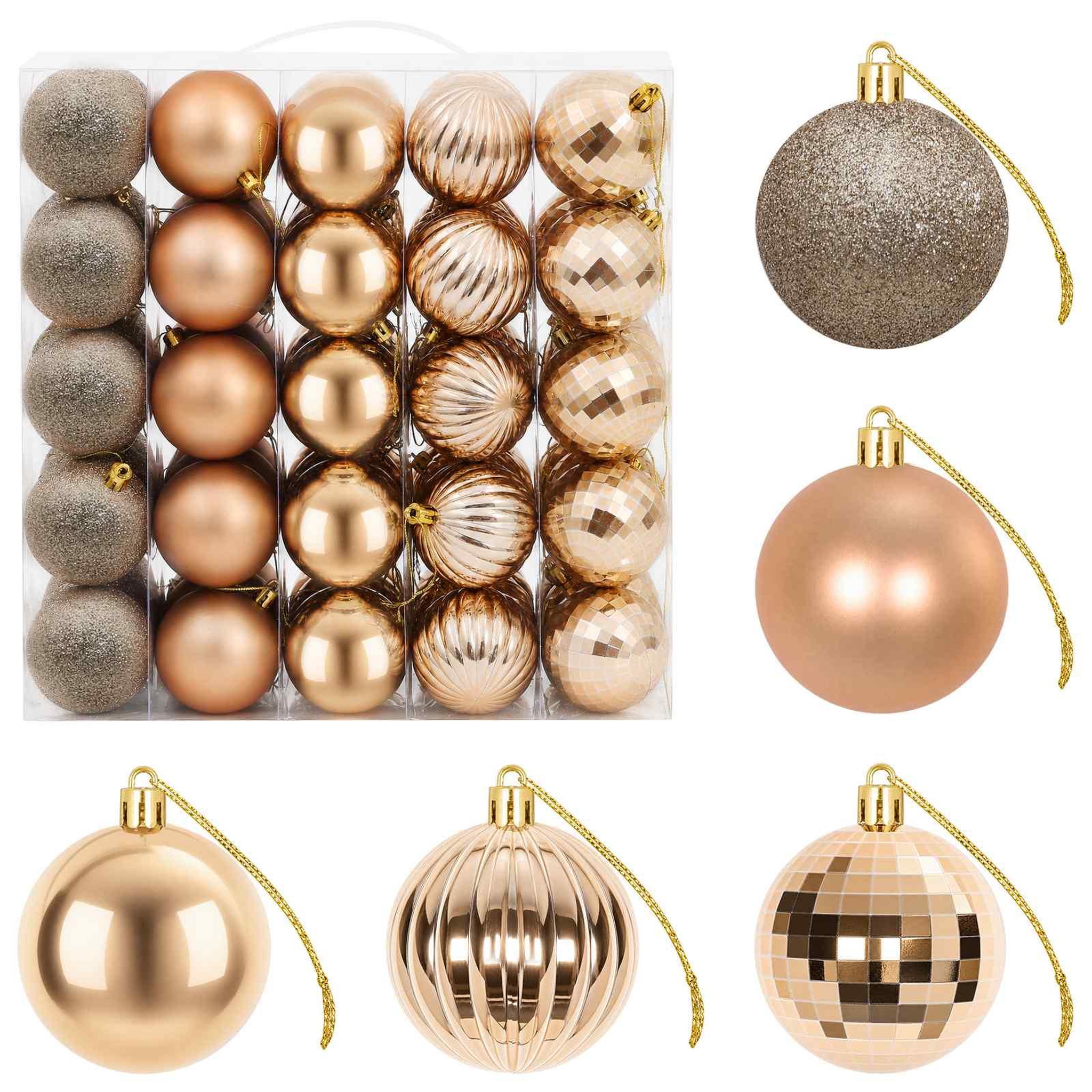 VIDAXL Ensemble de boules de Noël 75 pc Or rose 6 cm Polystyrene