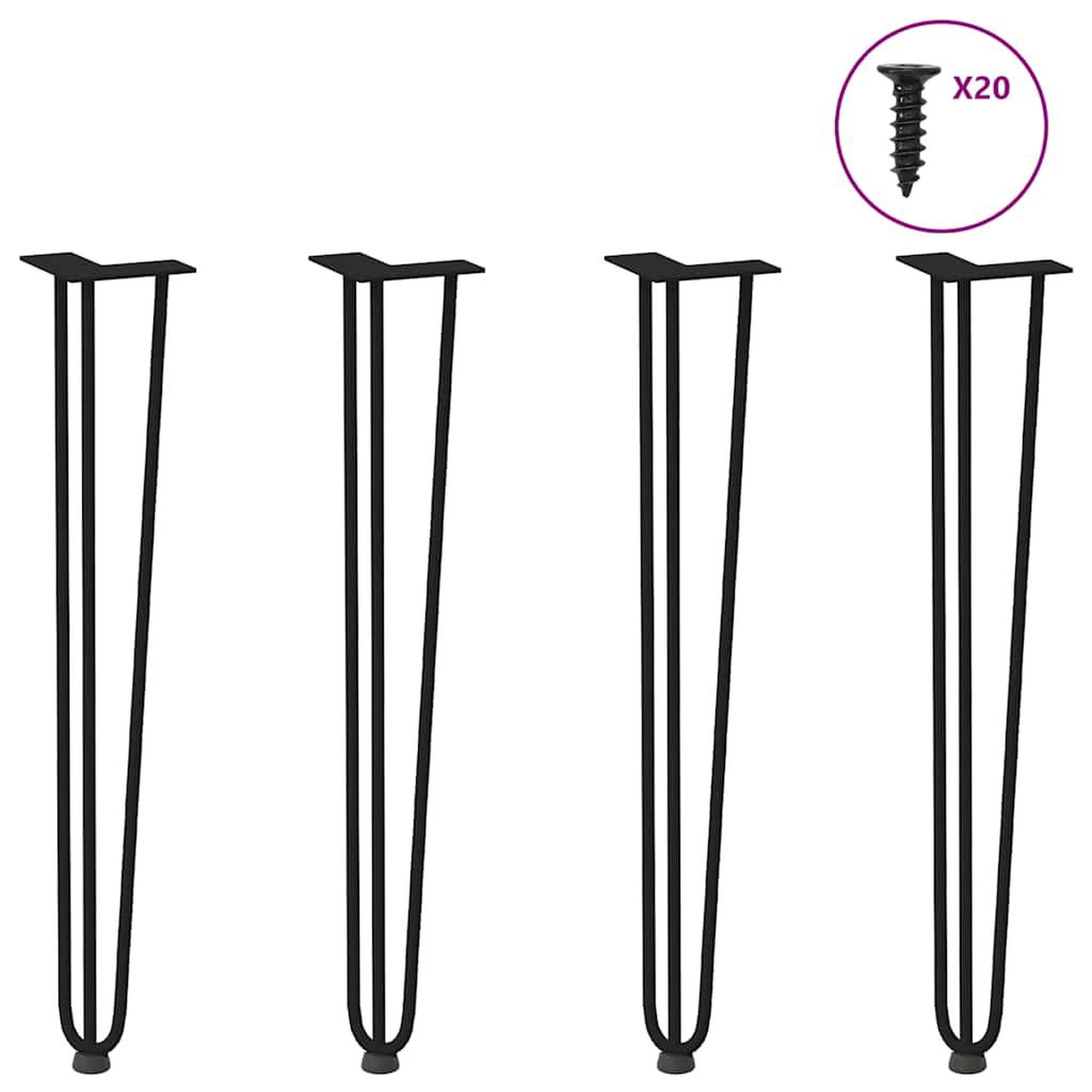 VIDAXL Pieds de table en forme d'epingle a cheveux 4 pcs noir 72 cm