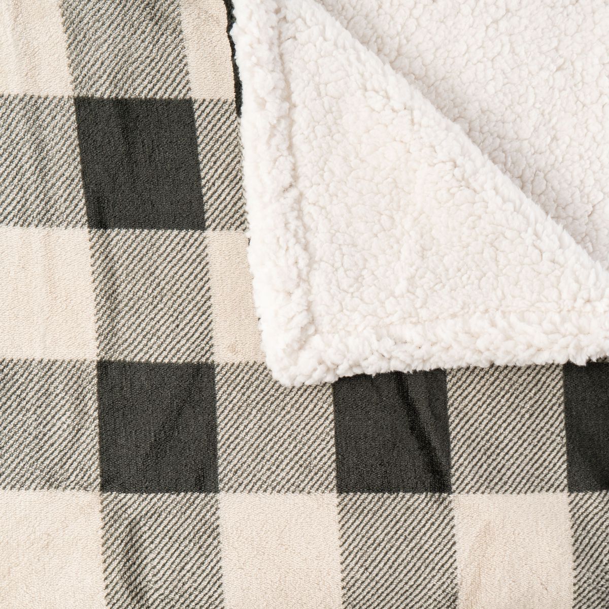 ACTUEL Plaid imprimé carreaux double face flanelle/sherpa 