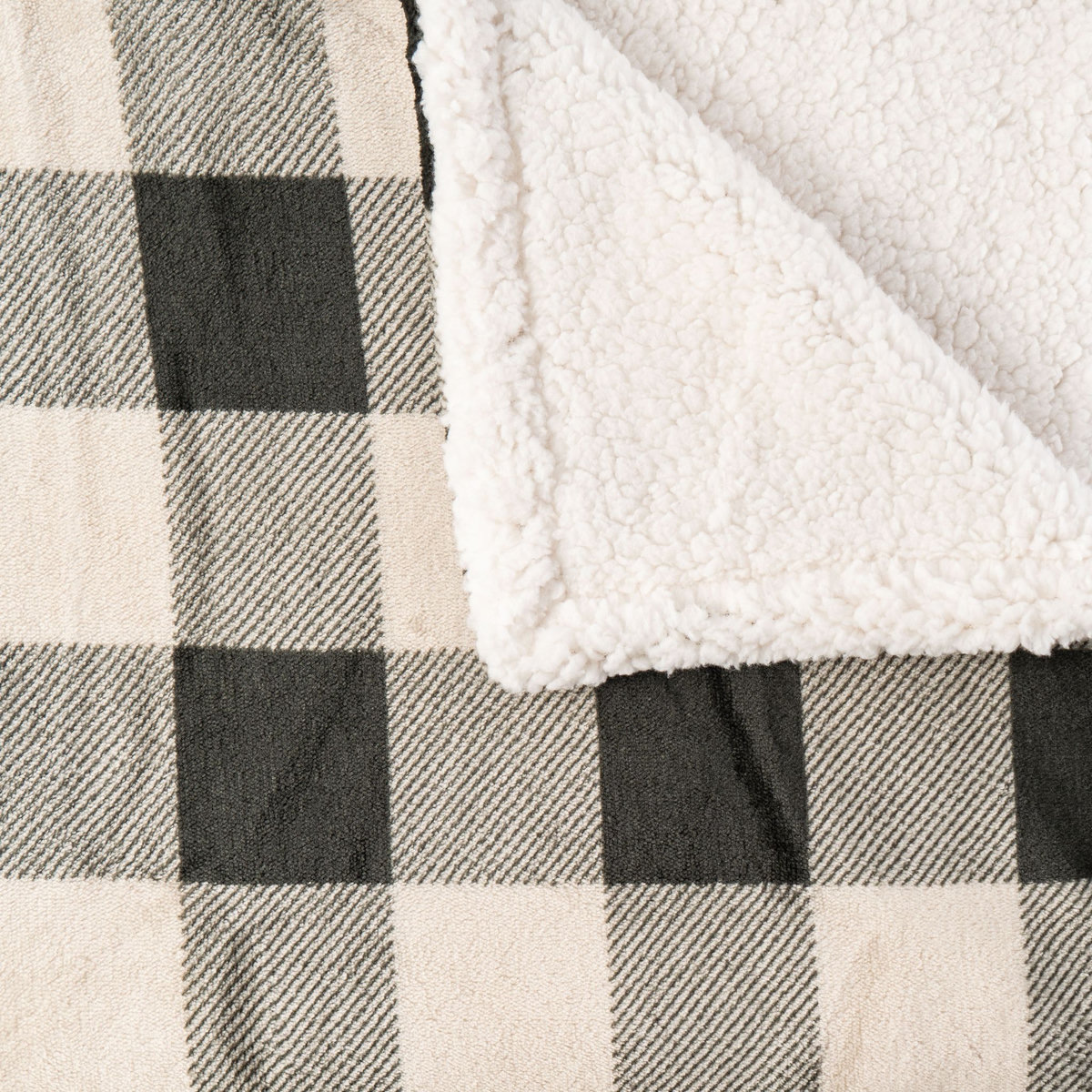 ACTUEL Plaid imprimé carreaux double face flanelle/sherpa 