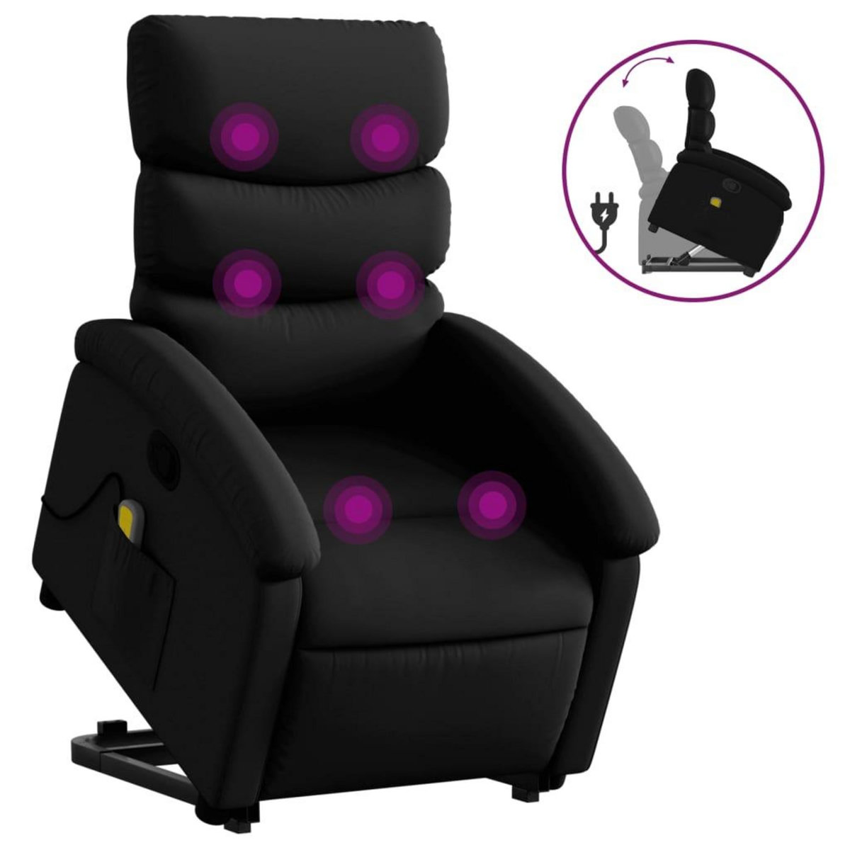 VIDAXL Fauteuil inclinable de massage Noir Similicuir