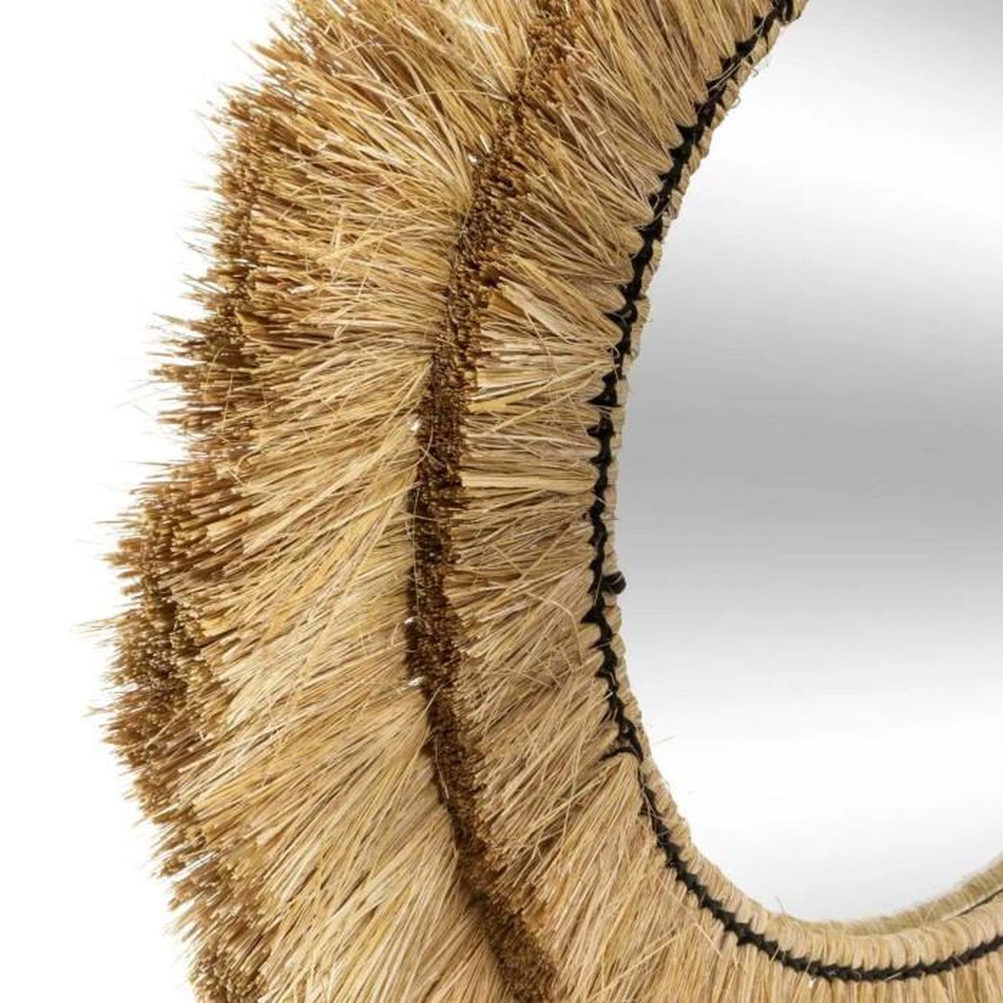 Voir la diapositive 2 : ATMOSPHERA Miroir Mural en Raphia Déco  Alba  57cm Beige