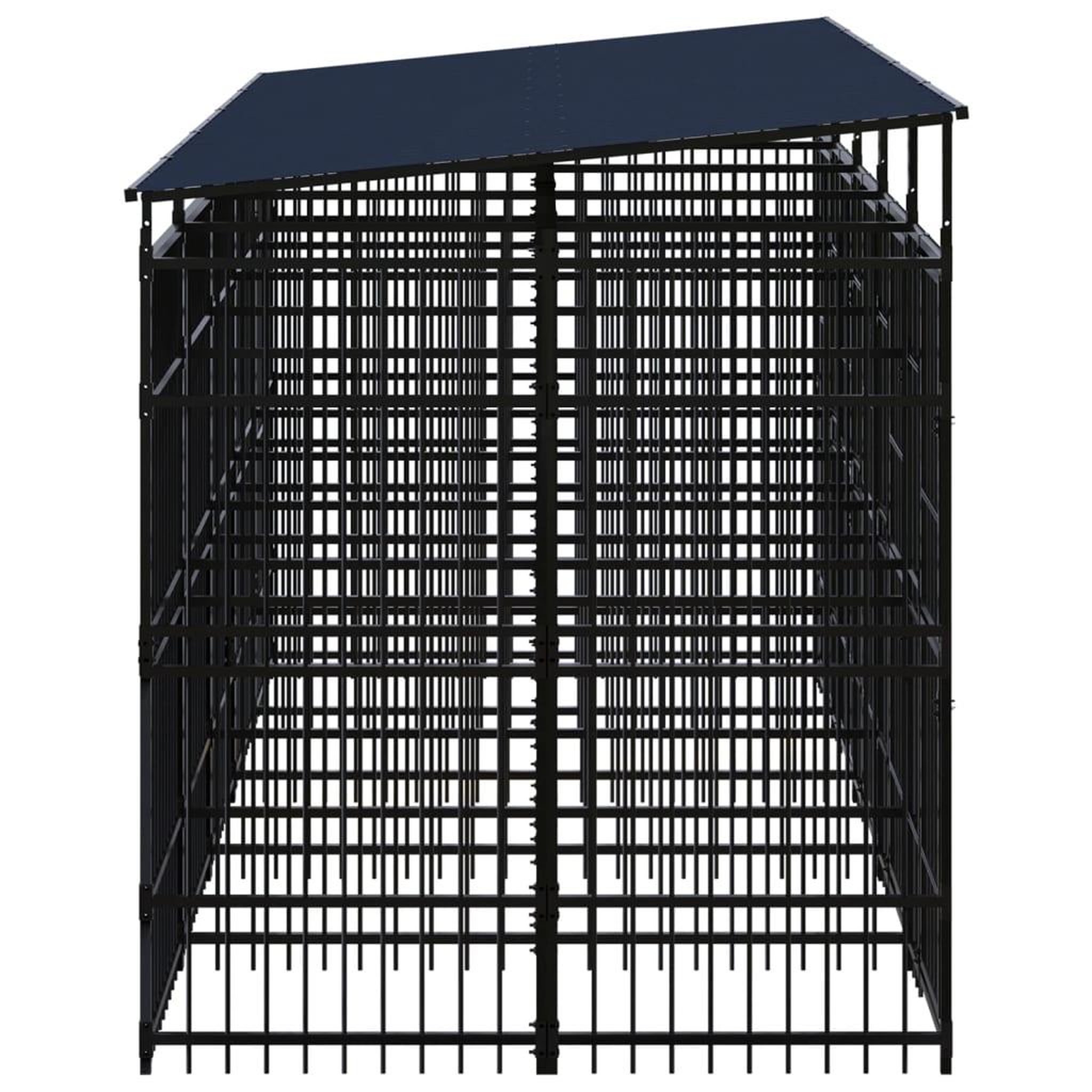 Voir la diapositive 3 : VIDAXL Chenil d'exterieur avec toit pour chiens Acier 9,22 m²