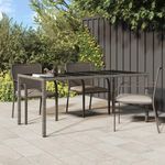 VIDAXL Table de jardin Gris 190x90x75 cm Verre tremp&#xE9; r&#xE9;sine tress&#xE9;e