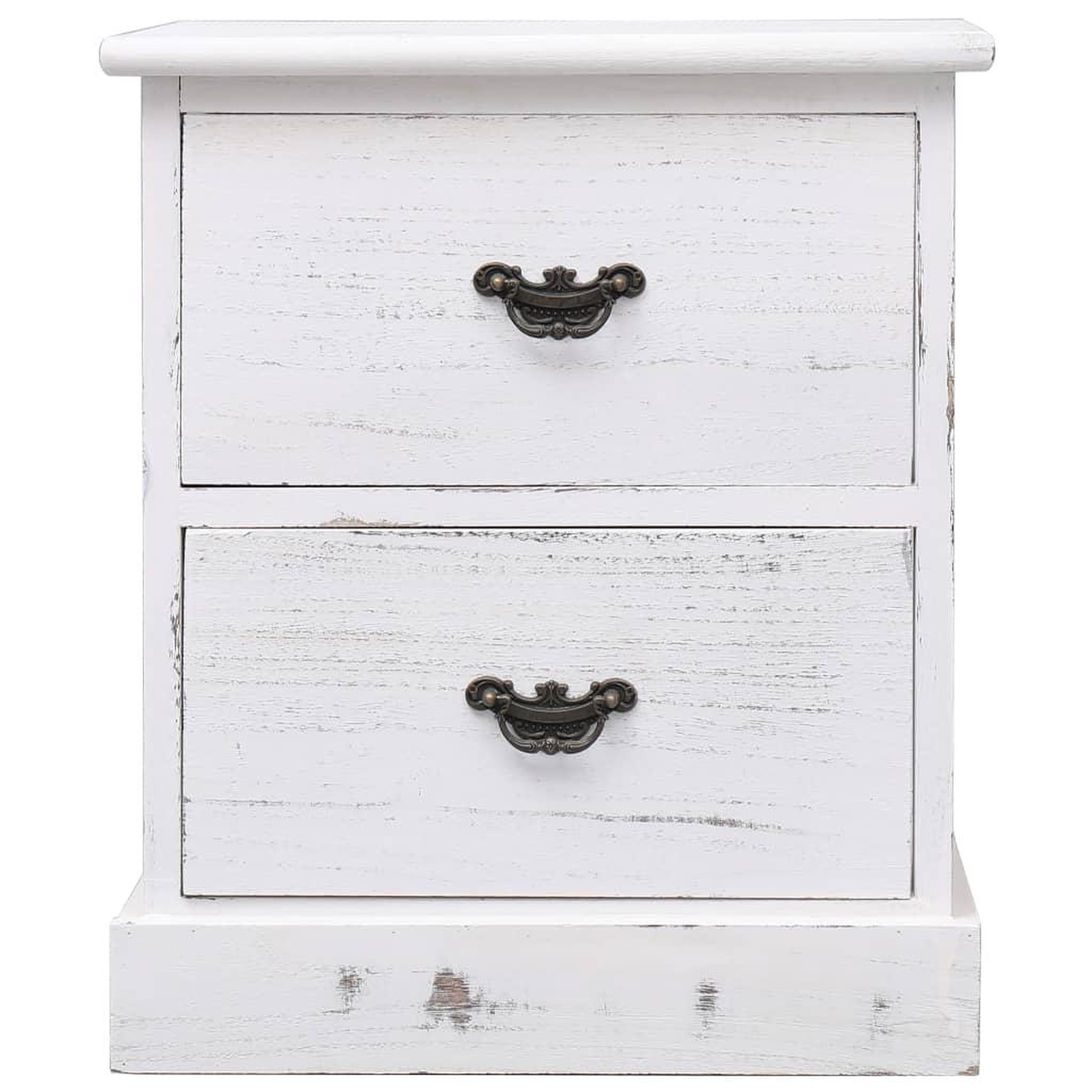 Voir la diapositive 2 : VIDAXL Table de chevet Blanc 38x28x45 cm Bois de Paulownia
