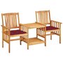 Voir la diapositive 1 : VIDAXL Chaises de jardin avec table a the et coussins Acacia solide