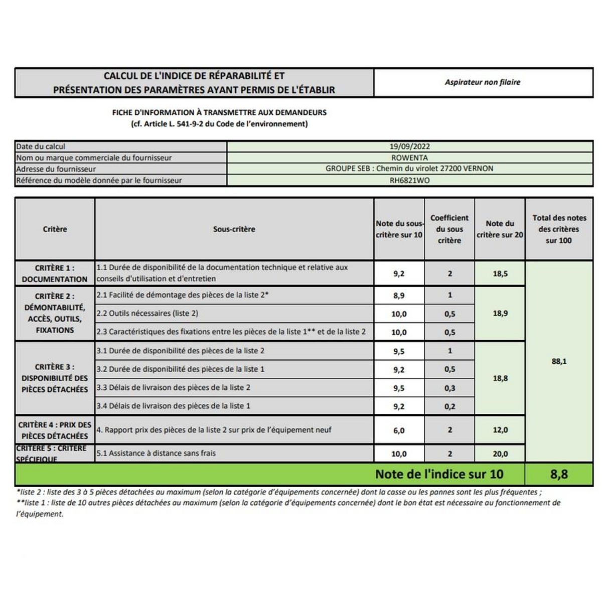 ROWENTA Aspirateur balai rechargeable 18v - RH6821WO