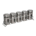 FIVE Lot de 5 Pots à Épices  Rack  28cm Argent