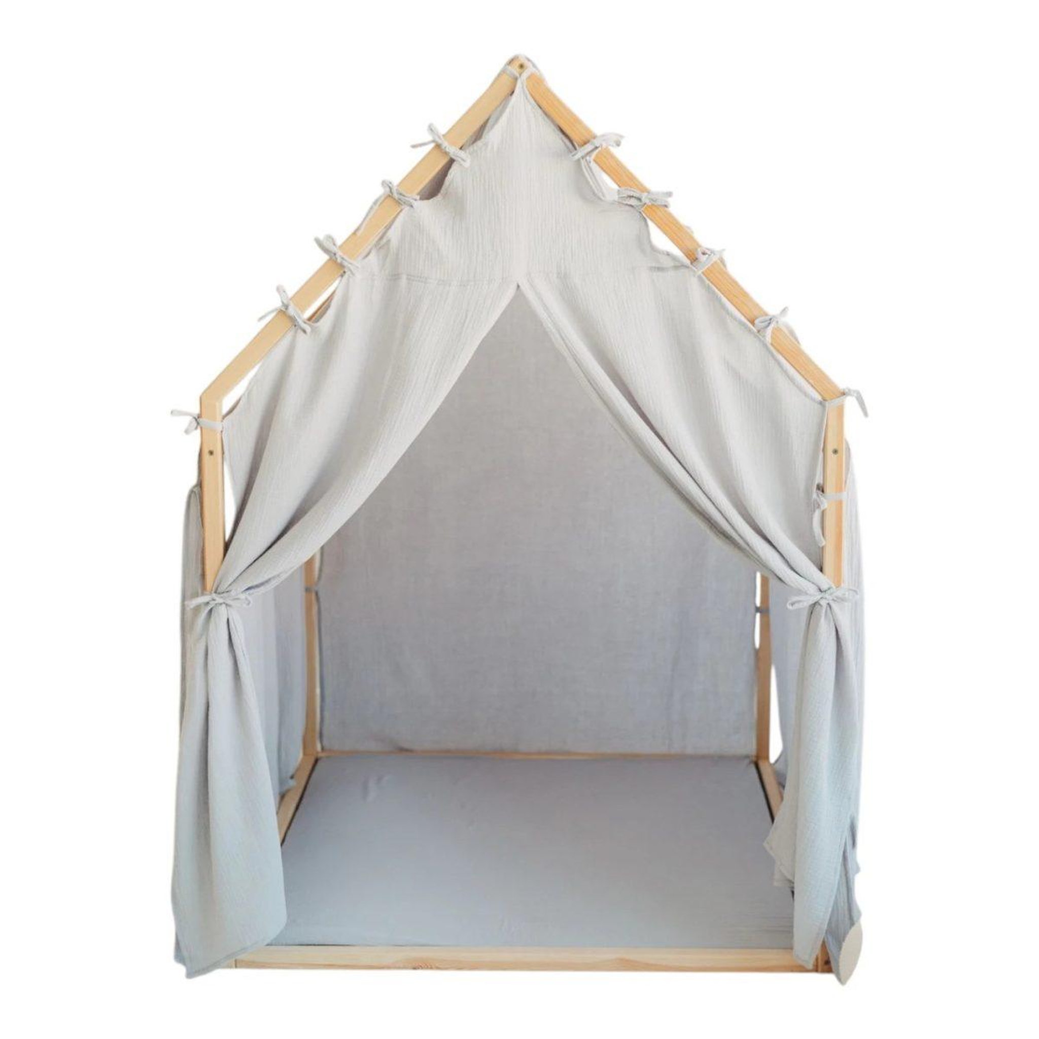 MONIO FOR KIDS Cabane de jeu en bois et mousseline 106 x 106 x 150 cm, portes — Gris
