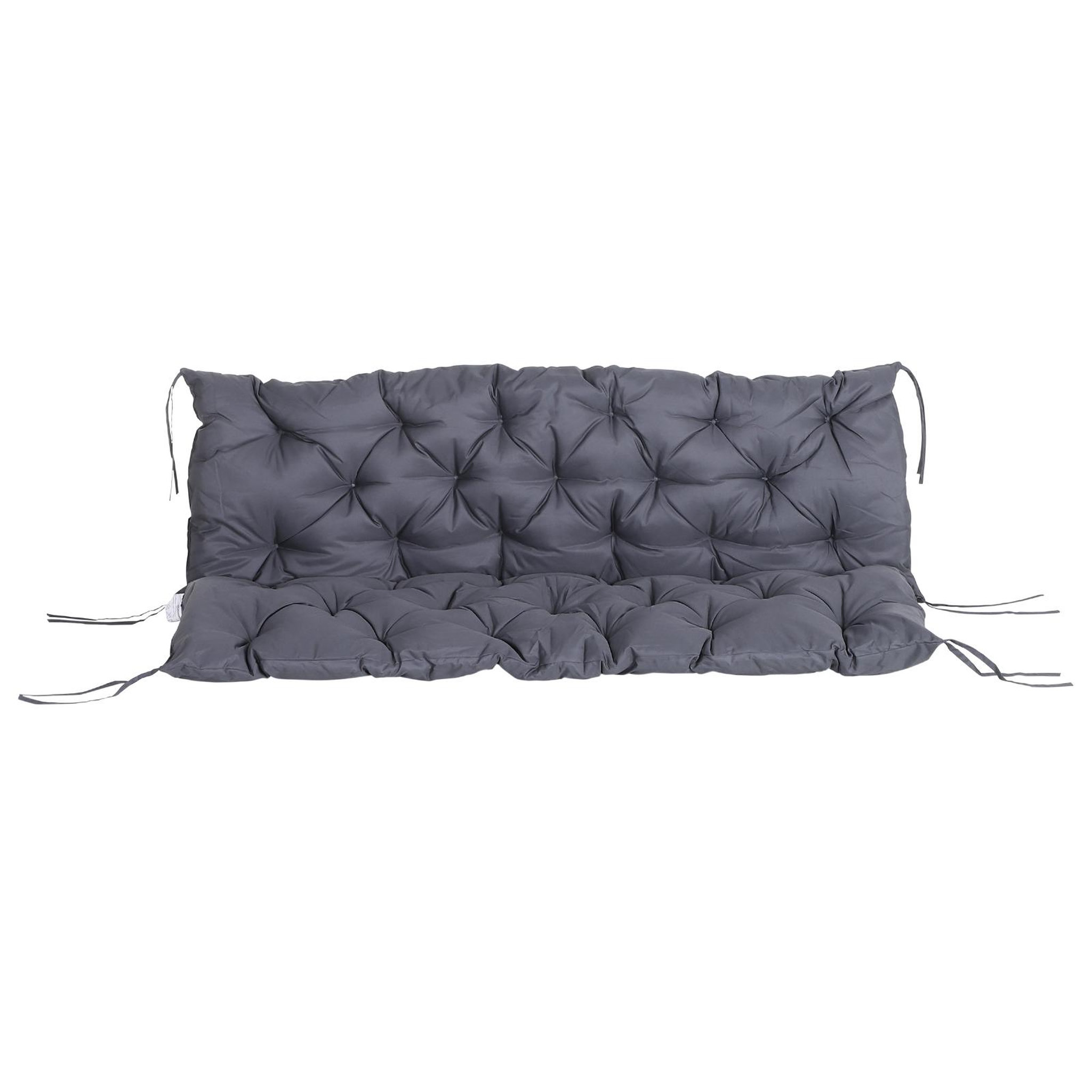 Voir la diapositive 5 : OUTSUNNY Coussin matelas assise dossier pour banc de jardin balancelle canapé 3 places grand confort 150 x 98 x 8 cm gris
