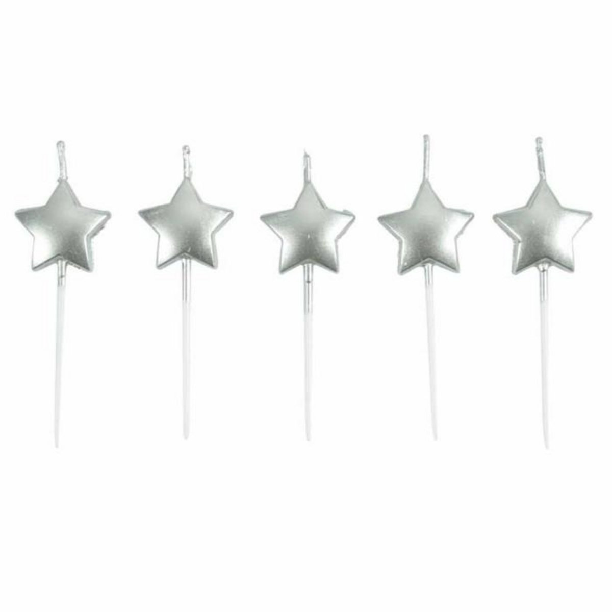Paris Prix Lot de 5 Bougies 3D  Étoile  7cm Argent