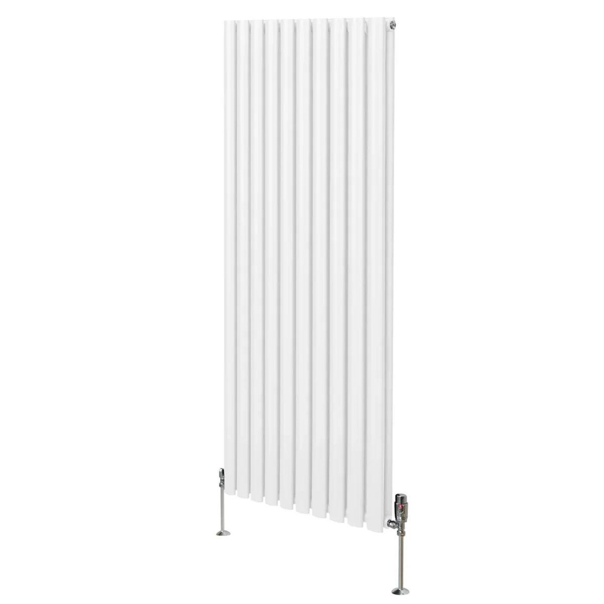 MONSTERSHOP Radiateur à colonnes ovales & robinet, 2 panneaux - 1600 x 600 mm. Coloris disponibles : Noir, Blanc, Gris