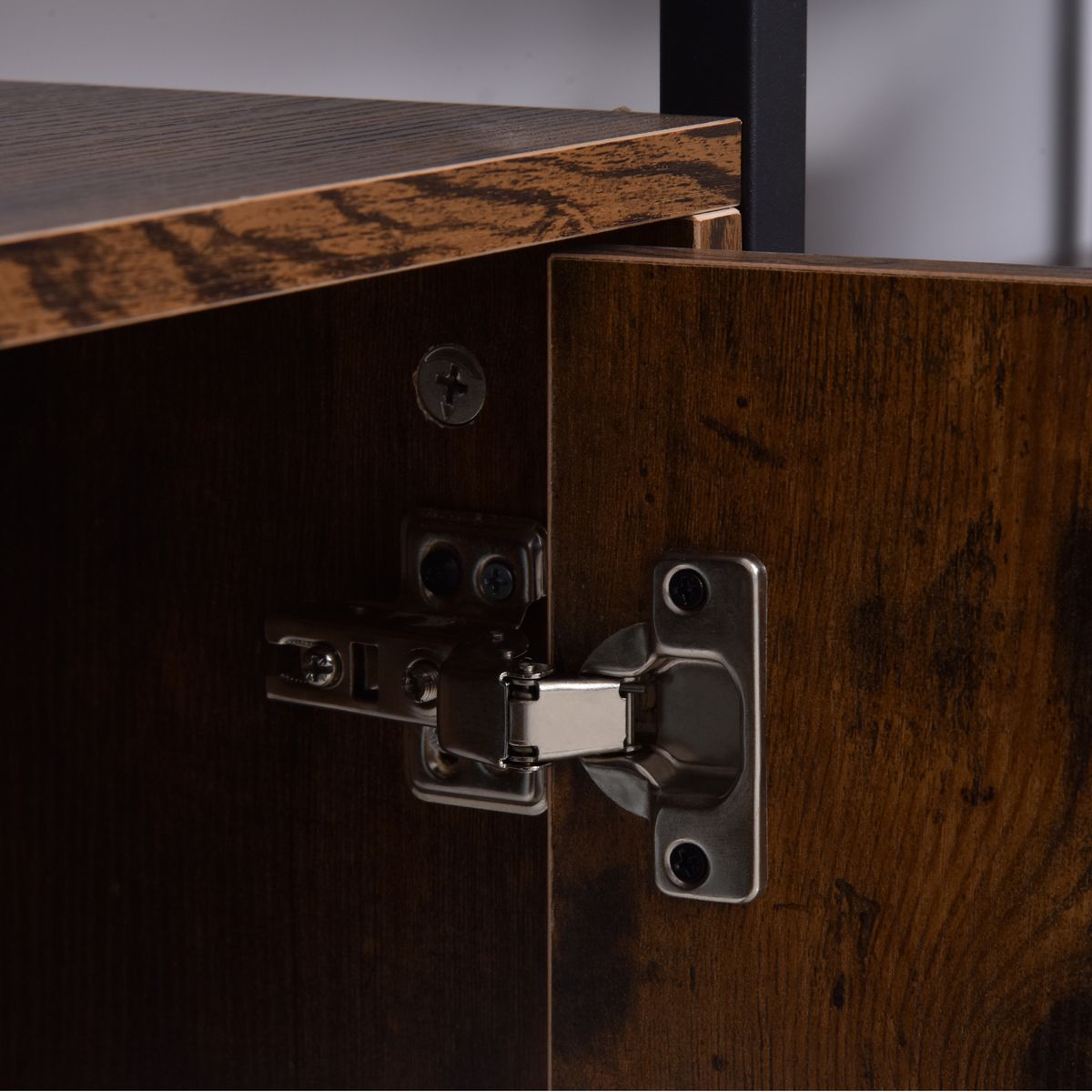 HOMCOM Bibliothèque style industriel 3 étagères + placard 2 portes panneaux particules aspect vieux bois métal noir